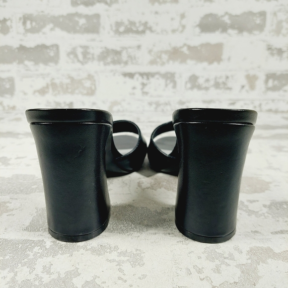 New Nine West Unah 3 Black Faux Leather Slide In Heels V245 - Picture 6 of 12